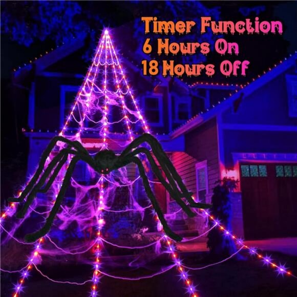 Halloween Spider Web Lights Decoration 250 LED Light up Spider Webs Halloween - Picture 5 of 7